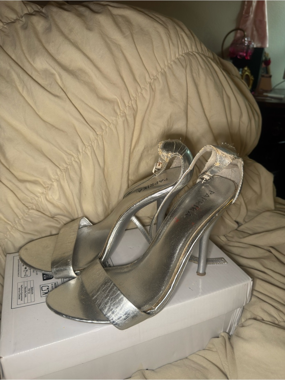 PrettyLittleThing Silver Strap Stiletto Heels